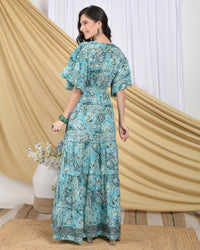Elowen azure tiered maxi dress