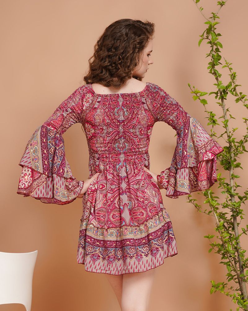 Rosette reverie smocked mini dress