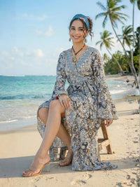 Linaya mist grey wrap maxi dress