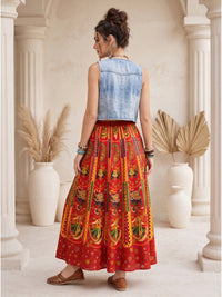 Paprika parade boho maxi skirt