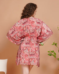 Rose sorbet kaftan mini dress