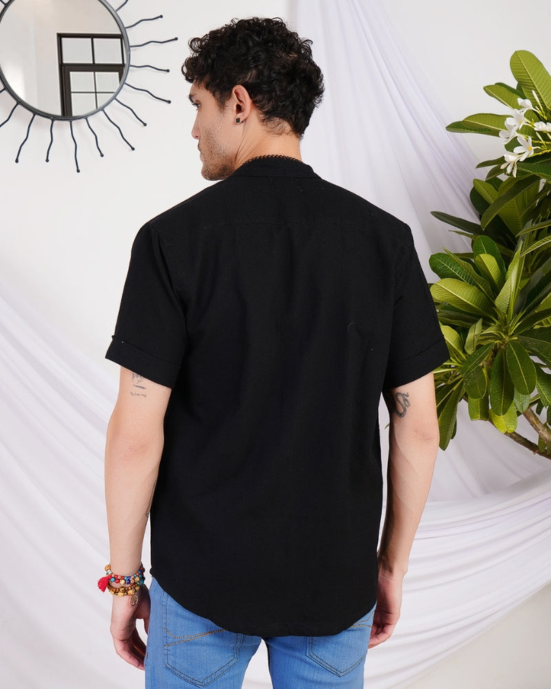 Ryker midnight ember mandarin cotton shirt