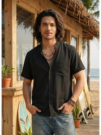 Ryker midnight ember mandarin cotton shirt