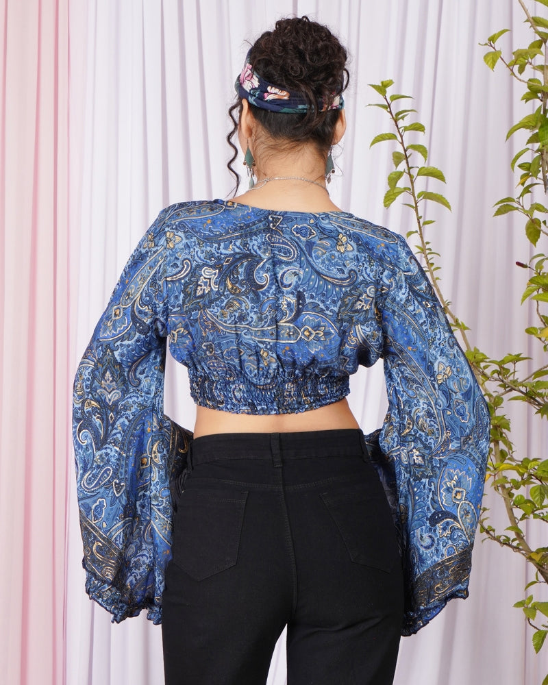 Aveline indigo ruched top