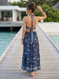 Midnight cove halter maxi dress