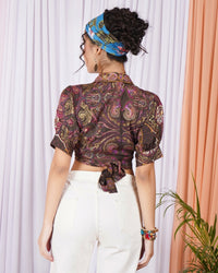 Elowen plum collar wrap top