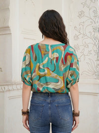 Isolde teal mirage boho top