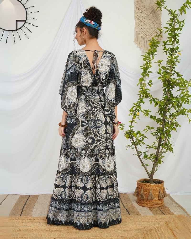 Cressida ebony glow bohemian maxi dress