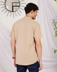 Calder sand mist mandarin cotton shirt