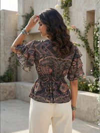 Maelira twilight vine boho peplum top