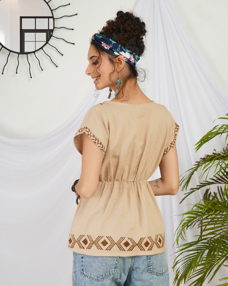 Aveline sandstone boho cotton top