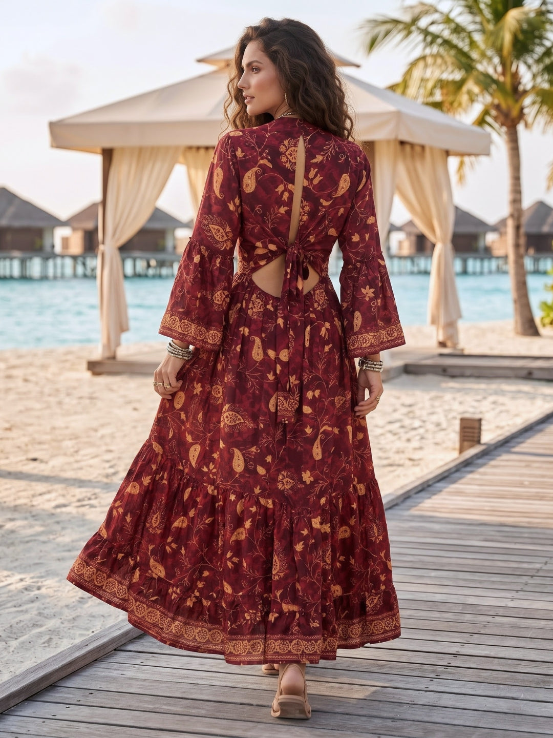 Mulberry merlot boho maxi dress