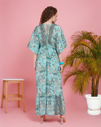 Blue breeze kimono maxi dress