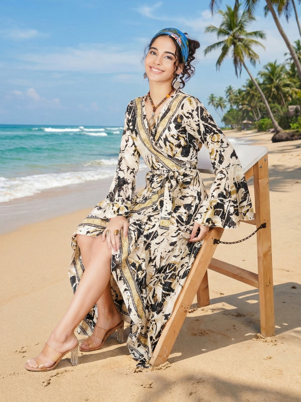 Elowen golden mist wrap dress