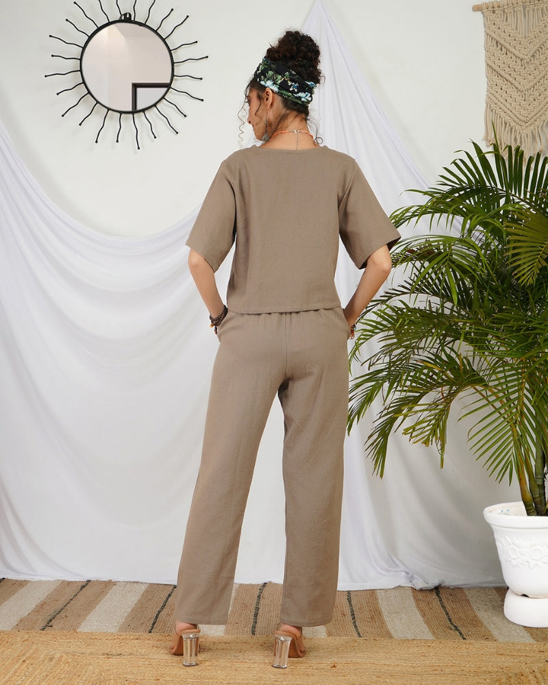 Seraphine drift taupe cotton co-ord set