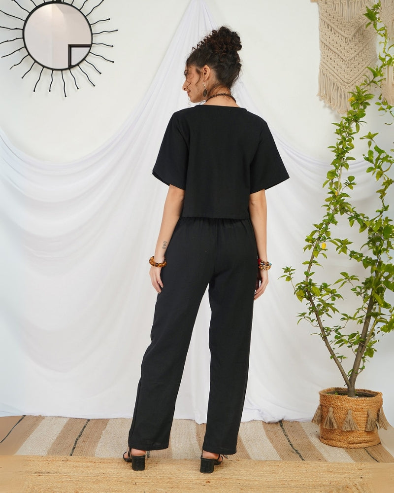 Evadne raven black cotton co-ord set