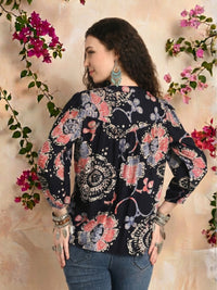 Liora navy blush bohemian top