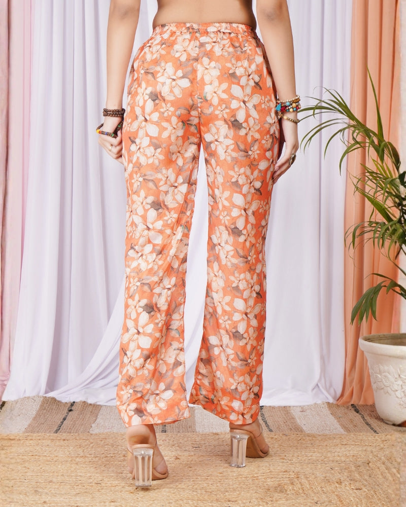 Odette citrus-floral comfort trousers