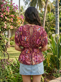 Virelle mulberry muse boho peplum top