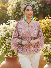 Aveline blush swirl peplum top