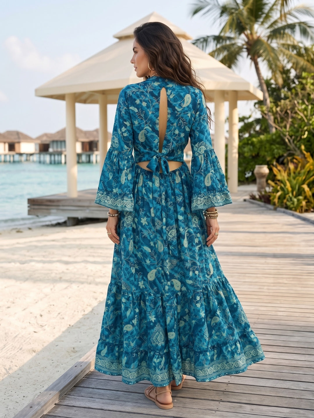Blue riviera bohemian maxi dress