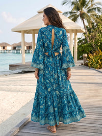 Blue riviera bohemian maxi dress