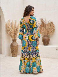 Turquoise marigold boho maxi dress