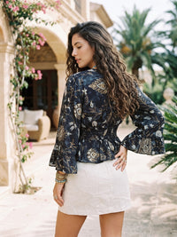 Black pearl bohemian peplum top