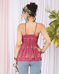 Raspberry glow spaghetti top