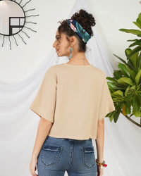 Aurora beige breeze boho crop top