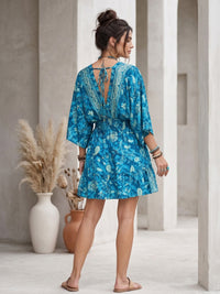 Marielle blue lagoon boho mini dress