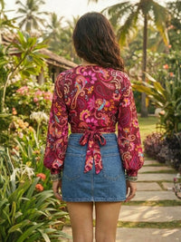 Maribel berry bloom wrap boho top