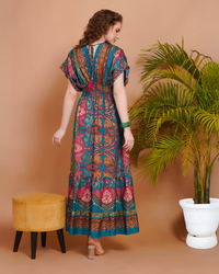 Maira peacock bloom maxi dress