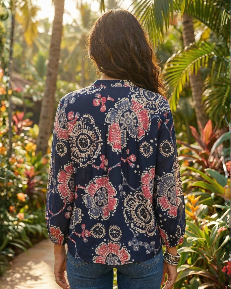 Liora navy blush bohemian top