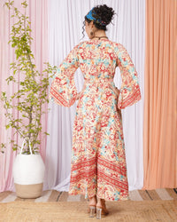 Elysia coral bloom wrap maxi dress