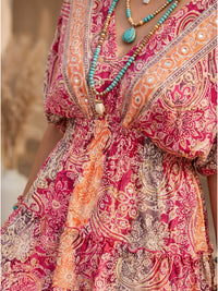 Maroon ember boho mini dress
