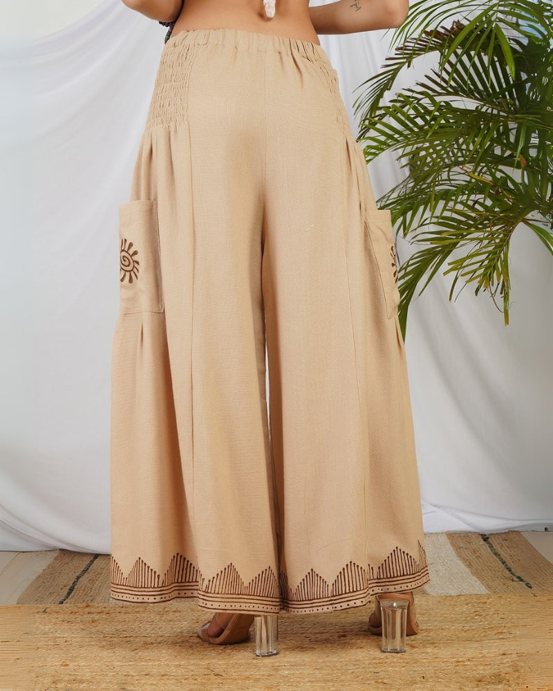Sandstone glow cotton palazzo pants