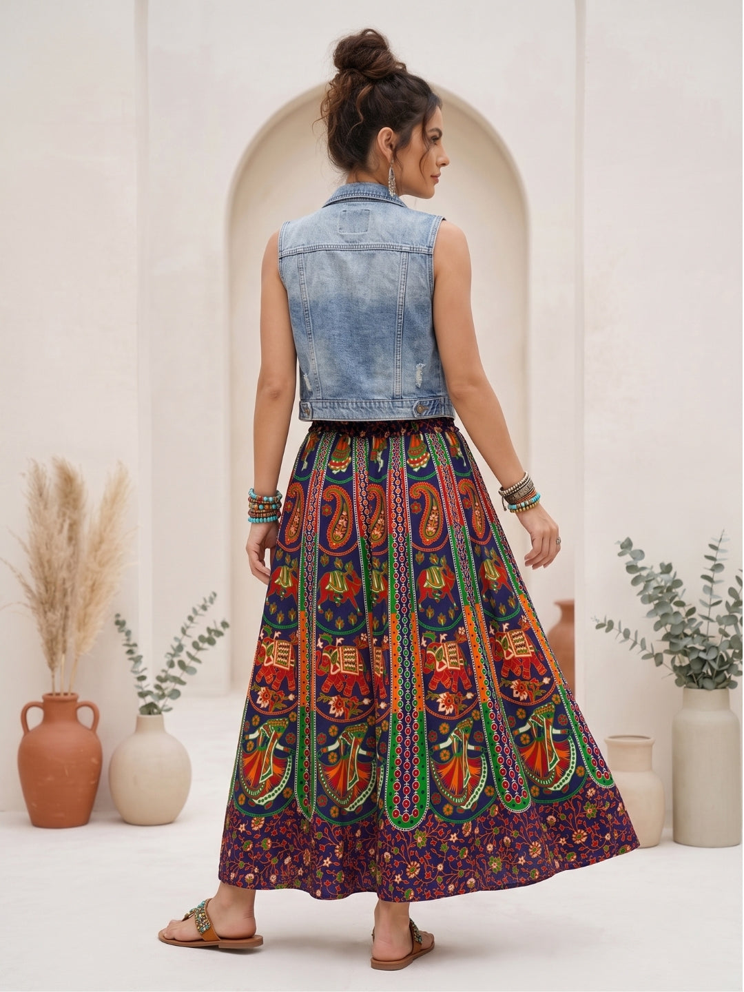 Peacock trail bohemian skirt