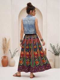Peacock trail bohemian skirt