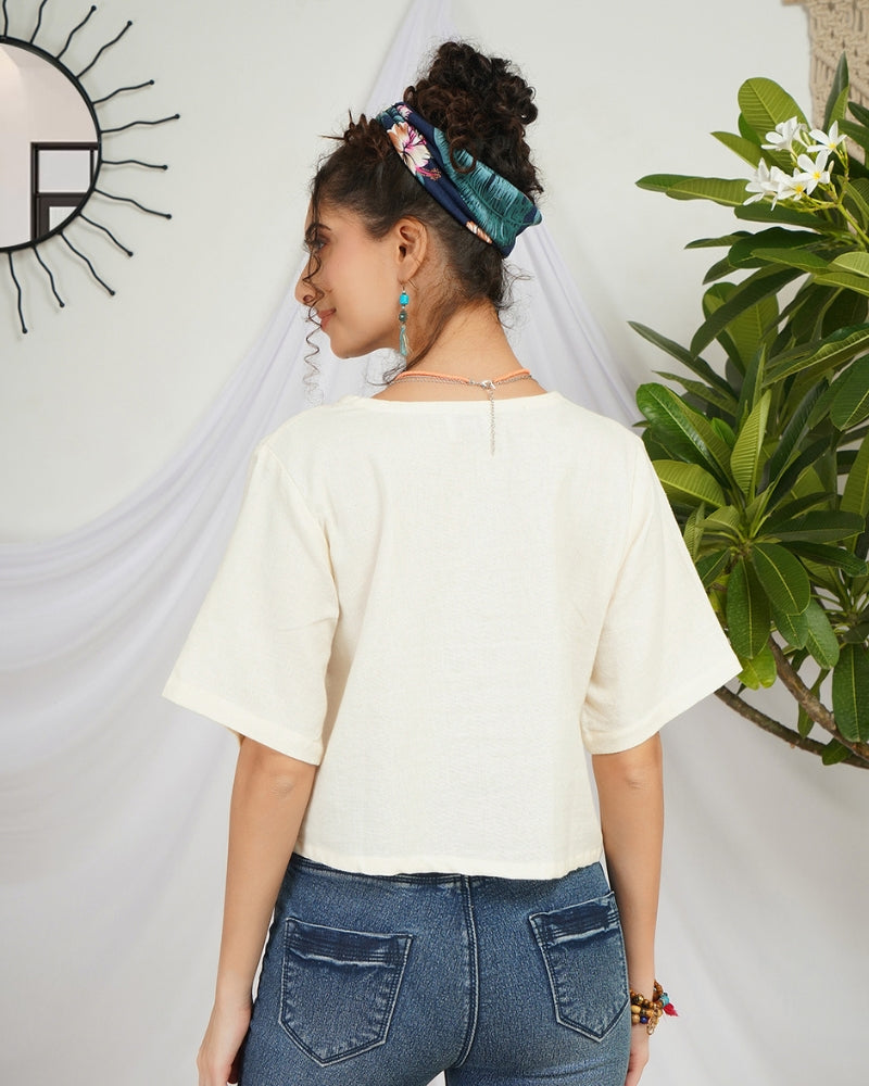 Odette pearl bohemian crop top