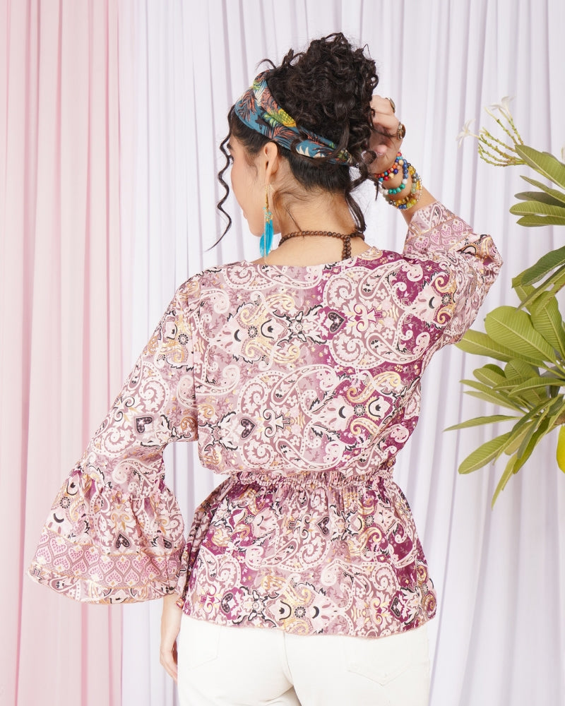 Aveline blush swirl peplum top