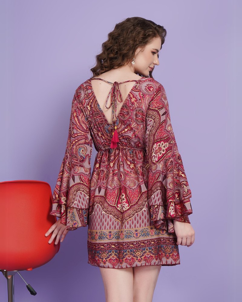 Blossom haze paisley short dress