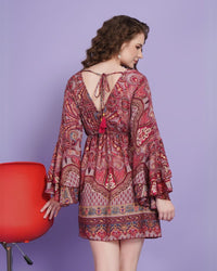 Blossom haze paisley short dress