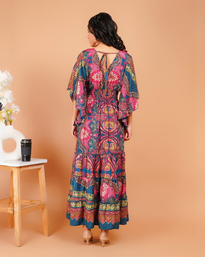 Tropical vibes with paisley dreams maxi dress