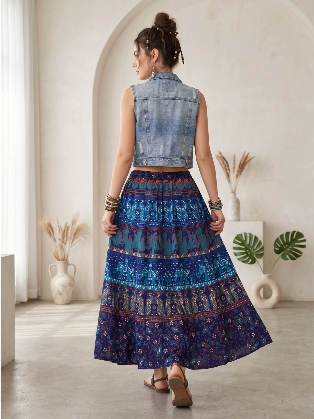 Azure spirit boho maxi skirt