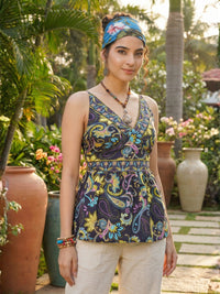 Seraphine midnight paisley spaghetti top