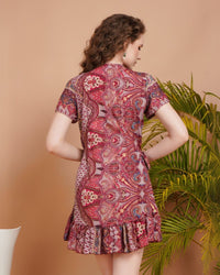 Amira rosewood mini angrakha dress