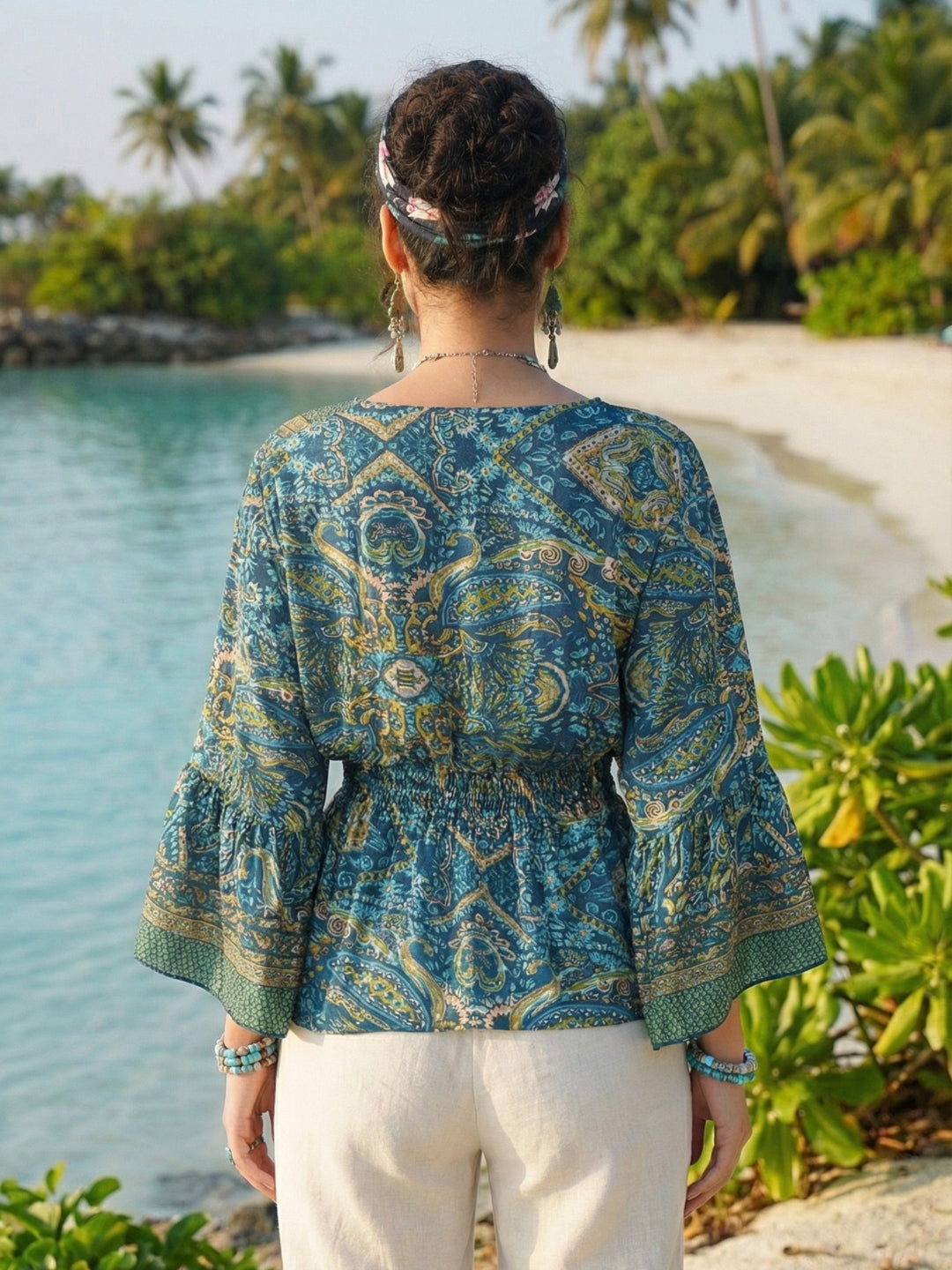 Mariel ocean muse peplum top