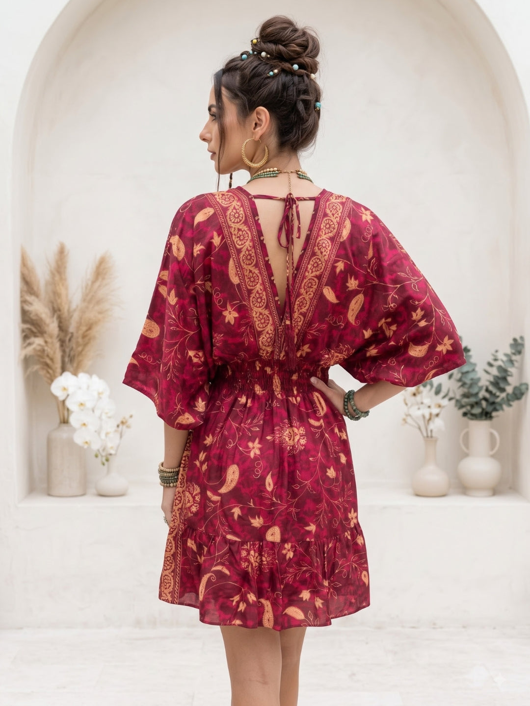 Rosalie garnet glow boho mini dress