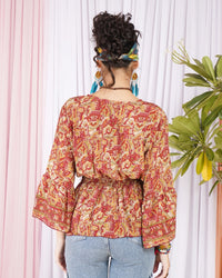 Marchelle ember bloom peplum top